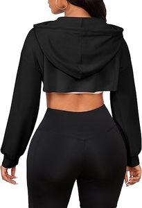 Women's Cropped <b>Hoodie</b> <b>Zip</b> Up Long Sleeve Crop Top Sweatshirts - Product Image 5