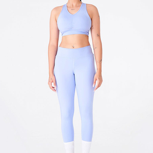Ensemble de yoga sans manches pour femmes, 2 pièces, sans couture, haute élasticité, 2024 poids léger, vêtements de gym, ensemble de yoga - Product Image 3