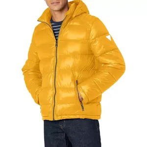 Chaqueta acolchada de invierno personalizada para hombre con capucha, cierre de cremallera largo y cálido, chaquetas de exterior acolchadas de alta calidad de estilo informal - Product Image 2