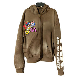 Ensemble de survêtements décontractés imprimés en éponge française délavés à l'acide de haute qualité Pantalon de survêtement à capuche avec logo personnalisé Nouveau style pour vêtements de sport de gymnastique - Product Image 3