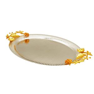 Nueva llegada Bandeja DE SERVICIO DE METAL DE ACERO martillado grande hecha a mano de metal ovalado para decoración del hogar Bandeja de alta calidad Último diseño - Product Image 2