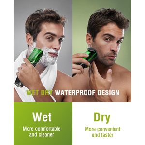 Kit de tondeuse à barbe électrique rechargeable pour homme, étanche, avec peigne de réglage de la longueur, alimenté par batterie, IPX7 - Product Image 5
