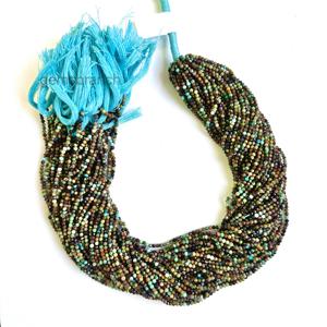 Perles de pierre de turquoise africaine naturelle 2mm véritables perles de turquoise à micro facettes en vrac pour la fabrication de bijoux prix de gros 13" - Product Image 2