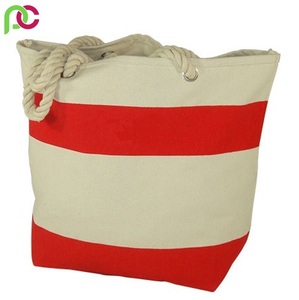 Bolso de compras de lona de algodón para mujer, bolsa de transporte de playa de supermercado con cremallera ecológica para compras, promocional reciclable - Product Image 4