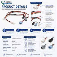 Rangkaian Kabel Mesin Kopi Kustom untuk Peralatan Rumah Tangga, Kabel Harness untuk Mesin Kopi