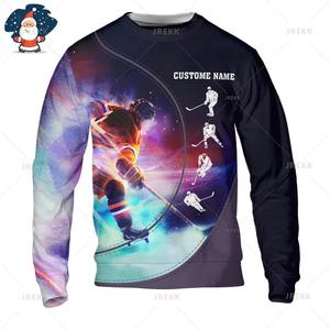 Hockey Nombre personalizado Transferencia de calor Impreso 100% Poliéster Transpirable Sudaderas Amantes del hockey Cuello gráfico Gimnasio Fitness Hombres - Product Image 4