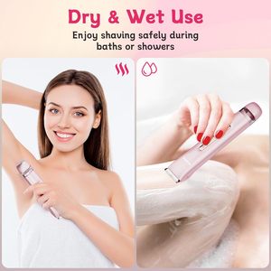 Rasoir électrique rechargeable double tête pour femme, tondeuse bikini et rasoir pour poils pubiens, utilisation humide/sèche, pour le corps - Product Image 1
