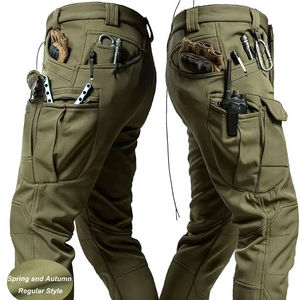Pantalon cargo tactique pour homme, coupe classique, lavable, plusieurs poches, taille élastique, vêtements de travail décontractés, niveau D imperméable - Product Image 2