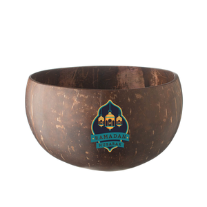 Venta al por mayor personalizado Ramadan Mubarak impreso cuenco de cáscara de coco para ensalada de batido regalo para árabe hecho en Vietnam - Product Image 4