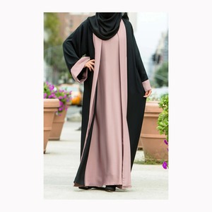 Vente en Gros de Dubaï Abaya Turquie Modeste Vêtements Islamiques Manches Chauve-Souris Plissée Robe Musulmane pour Femme Ensemble Abaya - Product Image 4