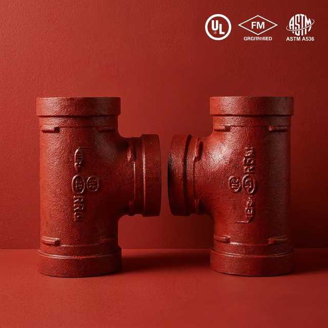 Equal Tee Grooved Pipe Fittings 300PSI 1.6MPa ASTM A536 UL/FM Certified for Fire Protection System