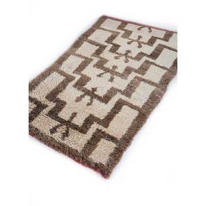 พรมขนสัตว์ลายเรขาคณิตสีเบจและสีน้ำตาล ขนาด 9x12 ฟุต สำหรับตกแต่งห้องนั่งเล่นและทางเดินสำหรับวัยรุ่น - Product Image 2