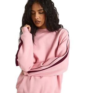 High Quality <b>Women</b> Pullover Sweatshirt Simple Style Comfortable Daily Casual <b>Top</b> <b>Pink</b> Color Cotton Fleece <b>Women</b> Sweatshirt - Product Image 4