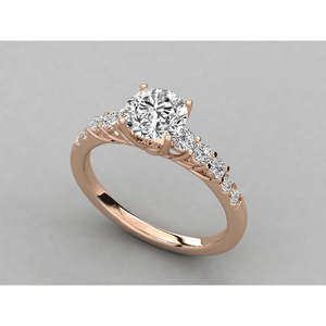 Anillo de Diamante Solitario de Oro de 14K Cultivado en Laboratorio para Mujer, Patrón Geométrico, Joyería Fina, Rodio, para Compromiso, Certificado IGI - Product Image 1
