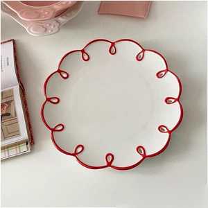 Bandeja de cerámica de forma redonda para el hogar, Hotel y restaurante, utensilios de cocina, bandeja para servir frutas y Chocolate, bandeja de cerámica de lujo de Color blanco - Product Image 3