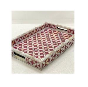 Patrón llamativo 2024 Bandeja para servir Bandeja decorativa para servir con incrustaciones de hueso para función de boda Regalo de cumpleaños para cualquier propósito - Product Image 1