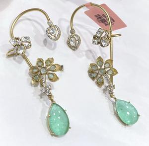 ต่างหูแบบหนีบ ดีไซน์ทันสมัย คุณภาพเยี่ยม ชุบเงิน ประดับด้วยมอยส์ซาไนต์ ดูหรูหรา เหมาะสำหรับงานแต่งงาน คอลเลคชั่นสำหรับผู้หญิงและเด็กผู้หญิง - Product Image 1