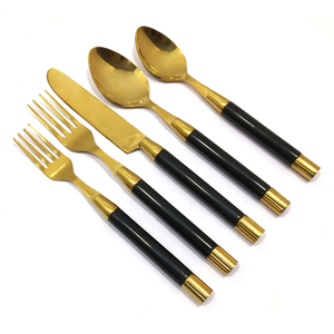 Cubiertos de diseño moderno de calidad superior chapados en oro con mango de resina verde, cubiertos al por mayor, suministros indios para el hogar y hoteles - Product Image 5