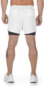 Pantalones Cortos Deportivos Negros Transpirables de Compresión para Correr con Cordón Ajustable, Cintura Media, Ropa Deportiva Ecológica - Product Image 3