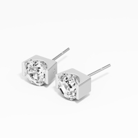 VABS DIAMOND Los Más Vendidos, Pendientes de Botón de Moissanita Octogonal Clásicos Cristianos para Mujer, 2.05 Ctw, Chapados en Oro de 18K, Plata 925
