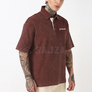 T-shirts polo délavés à l'acide de haute qualité de couleur personnalisée T-shirts polo délavés à l'acide coupe ajustée T-shirts polo délavés à l'acide logo personnalisé - Product Image 6