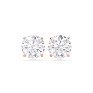 Pendiente de tuerca de cuatro puntas de diamante cultivado en laboratorio de corte redondo de 3,00 CT, hecho en chapado en oro para Unisex - Product Image 5