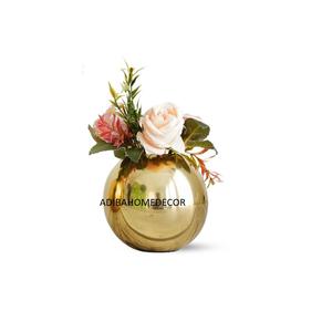 Metal Ball Round Flower <b>Vase</b> for <b>Gold</b> Finished Table Decorative <b>Vase</b> for Bedroom Living Room Office Wedding - Product Image 1