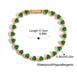 Bracelet tennis en argent 925 pour femme, serti de moissanite vert émeraude, empilable, superposable, bijou de luxe tendance, cadeau - Product Image 4