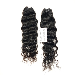 Extensiones de cabello humano indio de Color negro ondulado profundo Natural virgen 100%, cutícula alineada y sin paquetes procesados químicamente - Product Image 3