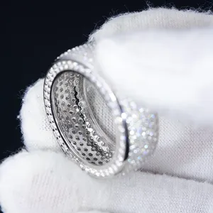 Anillo de Moissanita con Diamantes Completos, Estilo Hip Hop, Diseño Redondo, Joyería Moderna para Hombre, Accesorio de Moda - Product Image 6