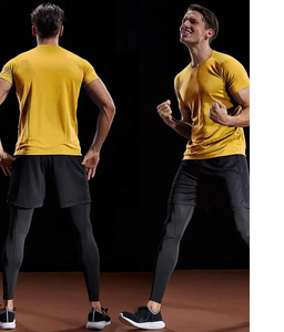 Camisetas de gimnasio personalizables para hombre, cuello alto, cuerpo ajustado, 90% poliéster, 10% Spandex, estampado informal, talla XL, transpirable, Verano - Product Image 3