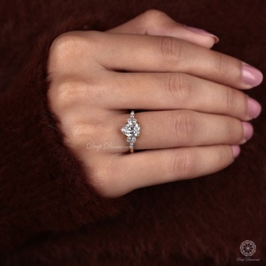 2Ct Pear Cut Lab Grown Diamond Engagement Ring | 14K Solid Gold IGI Certified <b>Bridal</b> Ring with Marquise and Round Side Diamonds - Product Image 2