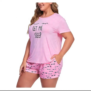 Vêtements de nuit respirants pour femmes du Pakistan 100% haut à col rond rayé en coton Pima et short deux pièces pyjama - Product Image 3