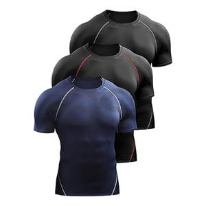 Camisetas de entrenamiento atlético de compresión para hombre, soporte de rendimiento y comodidad, absorción de humedad, transpirable, ropa deportiva de secado rápido para gimnasio - Product Image 1