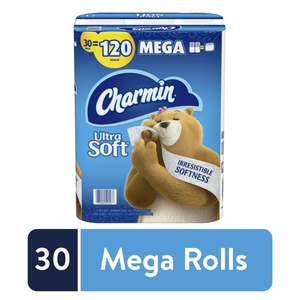 Charmin-Ultra Soft 30 Count Mega Roll papier toilette 244 feuilles par rouleau fort et jetable lavable - Product Image 6