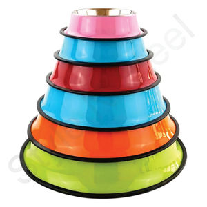 Vente en gros Bol d'eau pour nourriture pour chien en acier inoxydable Bol pour animal de compagnie de couleurs assorties antidérapant avec caractéristique antidérapante écologique - Product Image 3