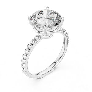 Bague de mariage pour femme en or jaune 14 carats avec diamant rond de 2,8 carats cultivé en laboratoire, style vintage |   Certifié IGI - Product Image 5