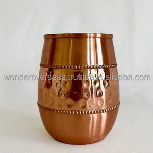 Handmade 100% Pure Copper <b>Cup</b> Glass Copper Drink Glasses Mug for Table Office Home Gym Bar Resort <b>With</b> Best Quality Metal - Product Image 1