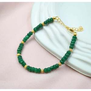 Handmade Emerald Corundum <b>Bracelet</b> 925 Sterling <b>Silver</b> Green Gemstone Chain Dainty May Birthstone Fine Jewelry making supply - Product Image 6