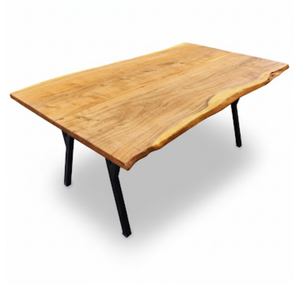 Table à manger en bois massif d'acacia de qualité supérieure Base en métal Design moderne durable écologique pour 6 meubles de salle à manger d'hôtel - Product Image 1