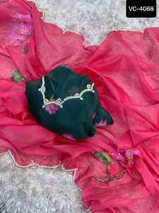 Dernière nouvelle belle fantaisie imprimé Designer femmes portent des saris fabricant indien et prix de gros Organza Saree - Product Image 4