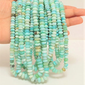 ลูกปัดโอปอลเปรูสีน้ำเงินสวยงาม รูปทรงรอนเดลล์ เรียบเนียน ขนาด 15 นิ้ว 5-8 มม. ลูกปัดอัญมณีโอปอลเปรูสีไล่ระดับ เรียบเนียน สำหรับทำเครื่องประดับ - Product Image 2