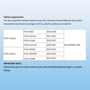 Système de démarrage à distance par clé d'usine Plug&<span class=keywords><strong>Play</strong></span> EASYGUARD compatible avec Toyota Reiz, Sienna, Prado, 4 Runner et Lexus RX350, RX450H, GX460 - Product Image 2