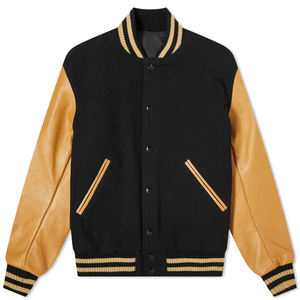 Manteau en cuir pour hommes, col de Baseball, broderie, Bomber, lettre, Logo personnalisé, vente en gros, Oem - Product Image 1