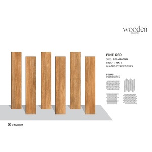 Baldosas de porcelana cerámica coloridas de 8x48 pulgadas, tablones de tira de madera de 20x120cm pulidos para salas de ladrillos refractarios interiores y exteriores - Product Image 1