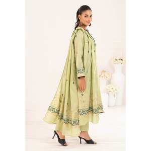 Ensemble de costume jacquard non cousu vert pour femmes, 3 pièces - Product Image 1