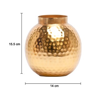 Florero decorativo de Metal martillado dorado, centro de mesa con forma de Matka para el hogar, sala de estar, oficina, decoración Interior festiva - Product Image 4