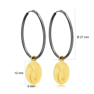 Boucles d'oreilles créoles oxydées en forme de poisson, bijoux vintage turcs faits à la main en argent sterling 925, vente en gros - Product Image 5