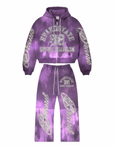 Ensemble de survêtement d'hiver pour homme en molleton uni, style streetwear vintage personnalisé, avec sweat à capuche et pantalon de survêtement droit évasé - Product Image 4