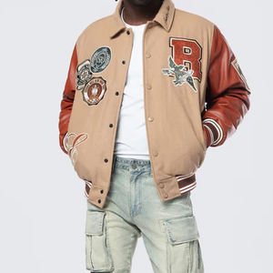 แจ็คเก็ตวาร์ซิตี้แบบกำหนดเองสำหรับผู้ชาย สไตล์วินเทจ ตัวอักษร OEM  สำหรับฤดูหนาว  แบบเบสบอล  คอเต่า  ผ้าขนสัตว์  กันลม  ระบายอากาศ  บุขนสัตว์ให้ความอบอุ่น - Product Image 3